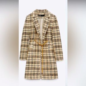 Zara tweed belted coat NWT size medium